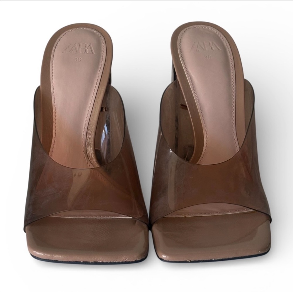 Zara Brown Clear PVC Mule Slides